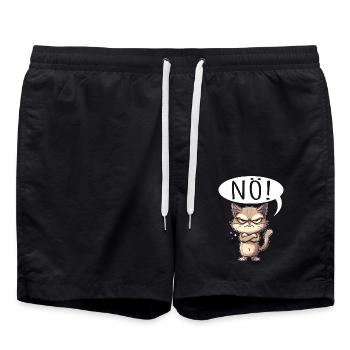 Coole Katze NÖ lustiger Spruch grummelig - Badeshorts - Schwarz - Vorne - AI Model Male 185 light (185cm)
