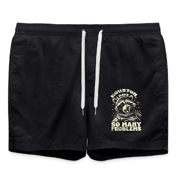 Vintage Waschbär Houston I Have So Many Problems - Badeshorts - Schwarz - Vorne - AI Model Male 185 light (185cm)