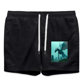 Tsmok, belarussisch-slawischer Drache des Schatzes und des Heiligen - Badeshorts - Schwarz - Vorne - AI Model Male 185 light (185cm)
