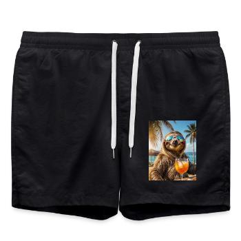 Paresseux cool dans le bar de la plage - Short de bain - noir - Devant - AI Model Male 185 light (185cm)