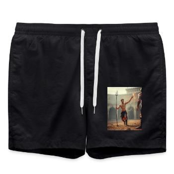 Retiarius dreht sich, slawische Winde jagen Netze durch R - Badeshorts - Schwarz - Vorne - AI Model Male 185 light (185cm)
