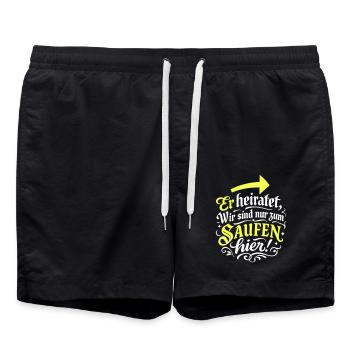 Er Heiratet Wir Saufen Hochzeit - Badeshorts - Schwarz - Vorne - AI Model Male 185 light (185cm)
