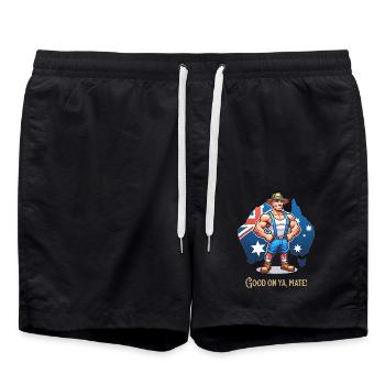 Australia Funny Design - Swim Trunks - black - Front - AI Model Male 185 light (185cm)