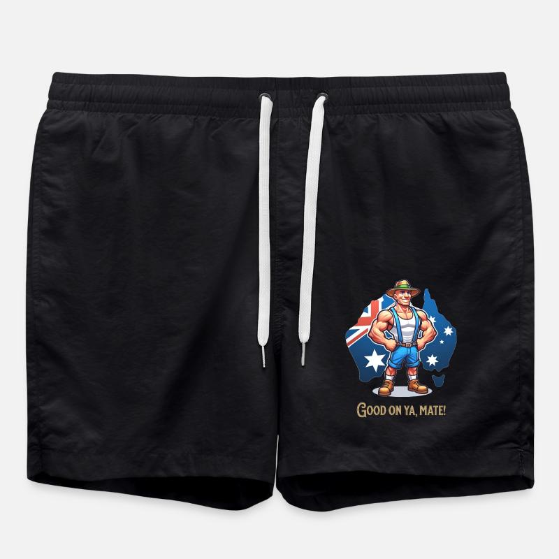 Australia Funny Design - Swim Trunks - black