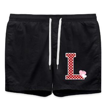 Buchstabe l Herz - Badeshorts - Schwarz - Vorne - AI Model Male 185 light (185cm)