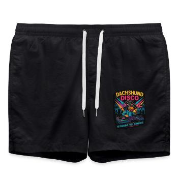 Dachshund Disco – Party Hund Design - Badeshorts - Schwarz - Vorne - AI Model Male 185 light (185cm)