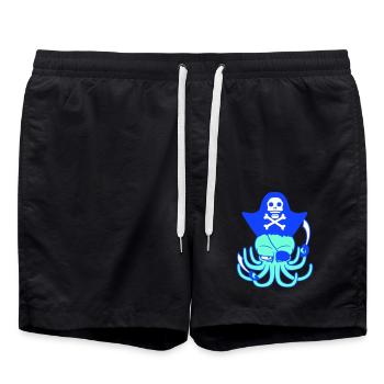 Octopus Pirate Équipage Capitaine Marin Boucanier Voile - Short de bain - noir - Devant - AI Model Male 185 light (185cm)
