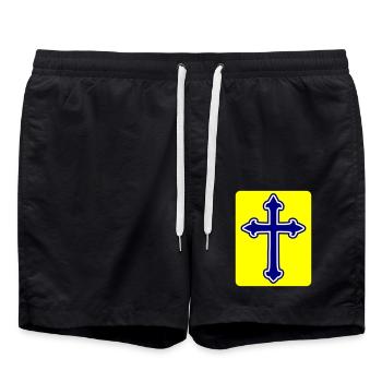 Symbole de la croix - Short de bain - noir - Devant - AI Model Male 185 light (185cm)