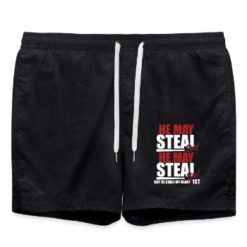 Baseball He May Steal My Heart - Swim Trunks - black - Front - AI Model Male 185 light (185cm)