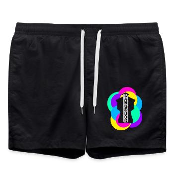 Wasserturm Langeoog bunt - Badeshorts - Schwarz - Vorne - AI Model Male 185 light (185cm)