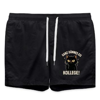 Good Morning Very Thin Cat Coffee - Swim Trunks - black - Front - AI Model Male 185 light (185cm)