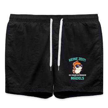 No time, I have to go to my girls - fish - Swim Trunks - black - Front - AI Model Male 185 light (185cm)