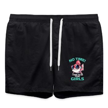 Fisch Sprüche - Pas de temps je dois aller voir mes filles - Short de bain - noir - Devant - AI Model Male 185 light (185cm)