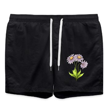 Blumen - Badeshorts - Schwarz - Vorne - AI Model Male 185 light (185cm)
