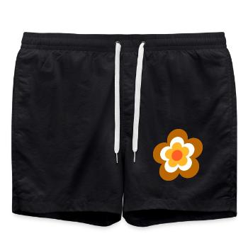 70s Flower Pattern Retro - Swim Trunks - black - Front - AI Model Male 185 light (185cm)