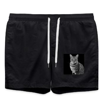 Chat blanc-noir Chat noir et blanc - Short de bain - noir - Devant - AI Model Male 185 light (185cm)