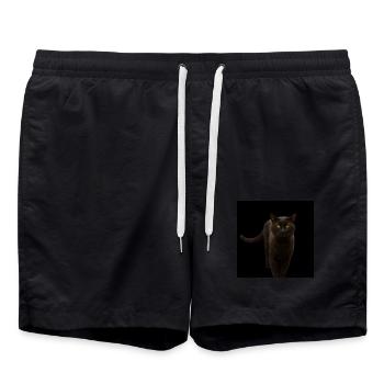 black cat kitten cat - Swim Trunks - black - Front - AI Model Male 185 light (185cm)