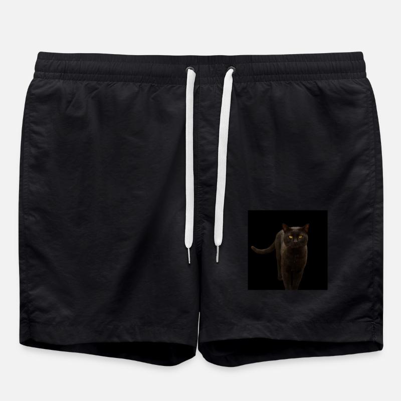 schwarze Katze Kätzchen Katze - Badeshorts - Schwarz