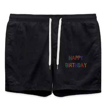 HAPPY BIRTHDAY. HAPPY BIRTHDAY. ANNIVERSARY. - Swim Trunks - black - Front - AI Model Male 185 light (185cm)