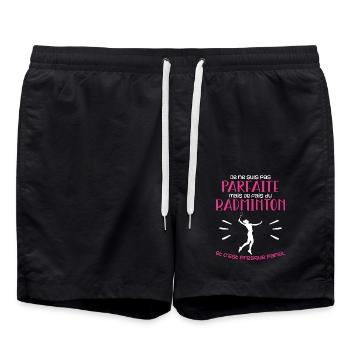 I'm not perfect but I play badminton - Swim Trunks - black - Front - AI Model Male 185 light (185cm)