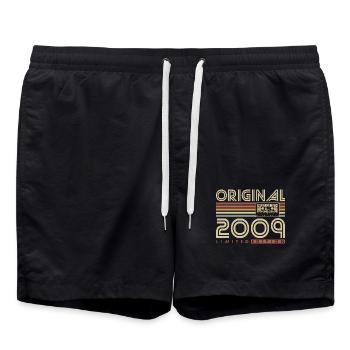 Original 2009 Vintage Vintage Birthday Retro - Swim Trunks - black - Front - AI Model Male 185 light (185cm)