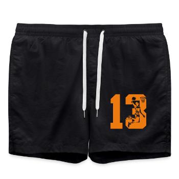 NUMÉRO 13 : 13E ANNIVERSAIRE DE BASKET-BALL - Short de bain - noir - Devant - AI Model Male 185 light (185cm)