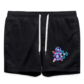 Hypnotic flowers - Fleurs néons - Short de bain - noir - Devant - AI Model Male 185 light (185cm)