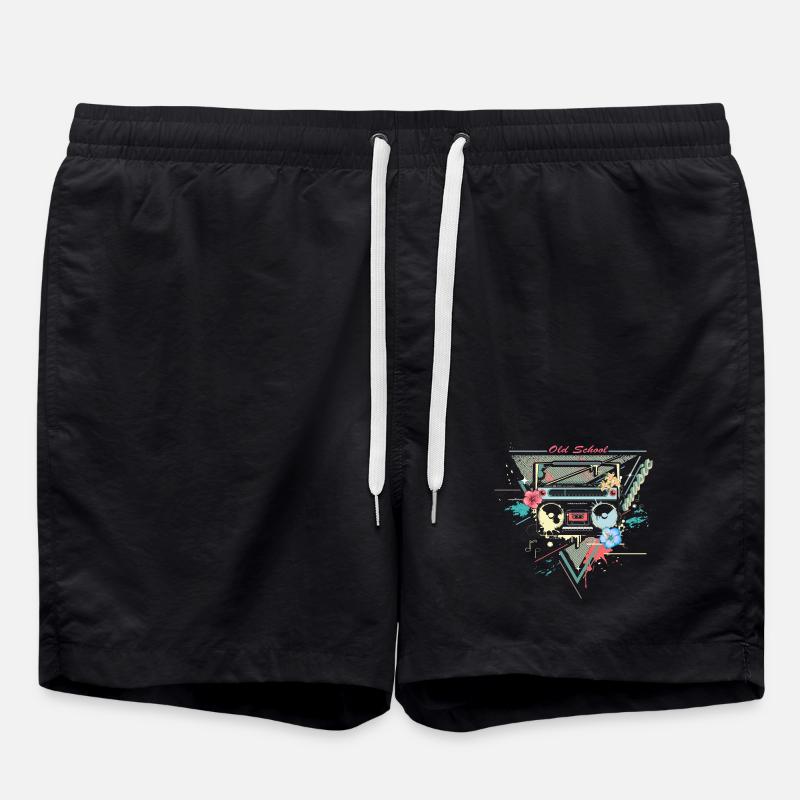 Ghettoblaster Kassettenspieler Retro Graffiti - Badeshorts - Schwarz