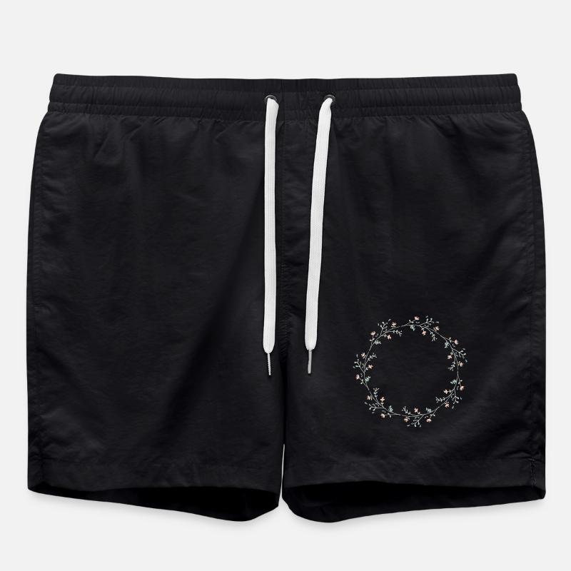 Blumen - Badeshorts - Schwarz