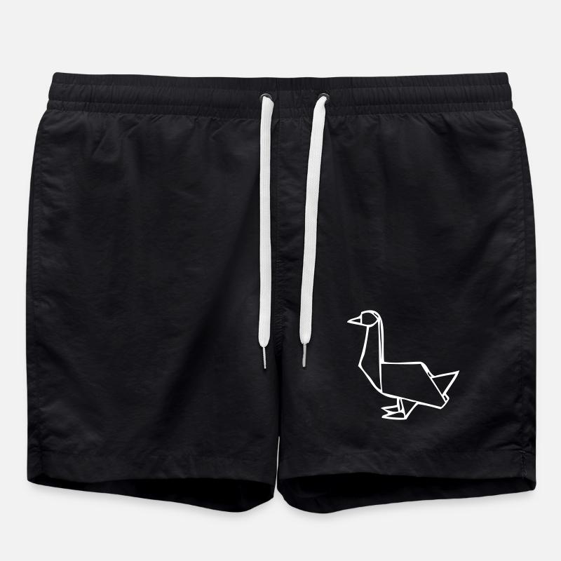 Goose | Duck | Origami - Swim Trunks - black