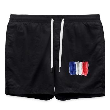 Flag of France in Watercolor - Swim Trunks - black - Front - AI Model Male 185 light (185cm)