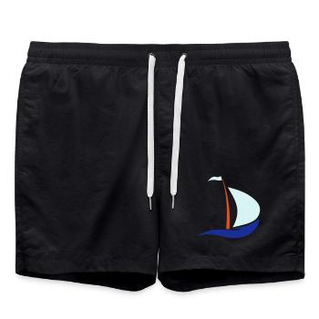 sailboat - Swim Trunks - black - Front - AI Model Male 185 light (185cm)