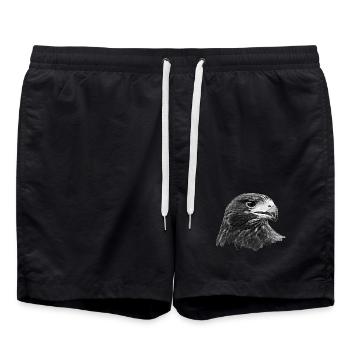 Adler, Falke, Greifvogel aus Falknerei, grau - Badeshorts - Schwarz - Vorne - AI Model Male 185 light (185cm)