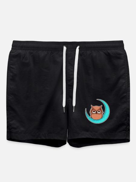 Owl owl moon - design - Swim Trunks - black