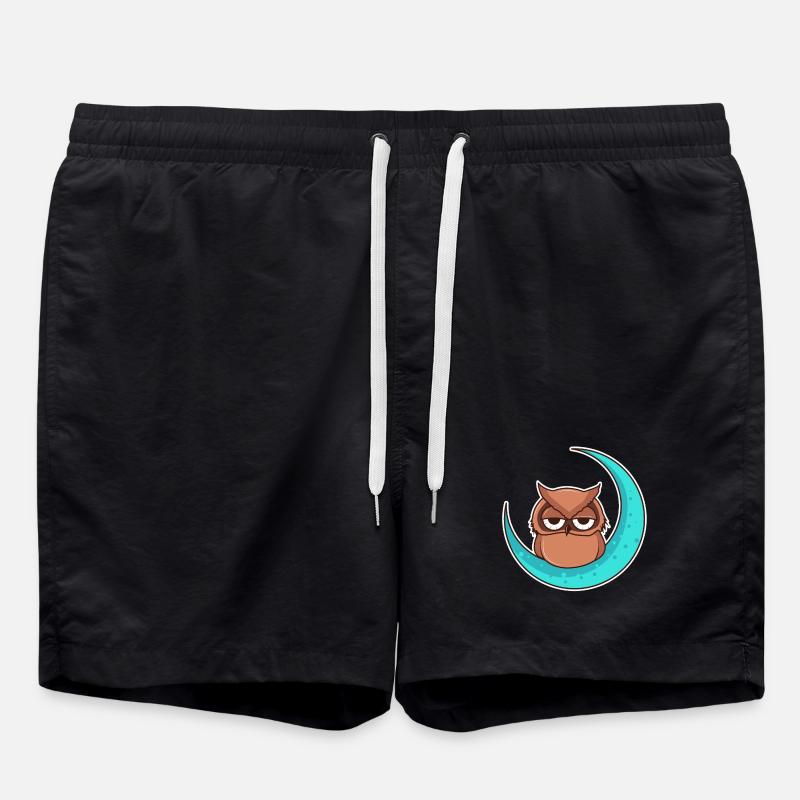 Owl owl moon - design - Swim Trunks - black