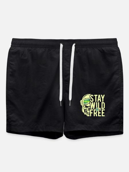 Stay Wild and Free - Design - Swim Trunks - black