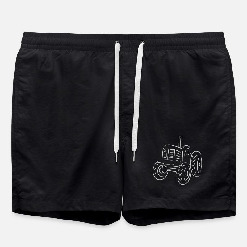 Tractor Drawing - Swim Trunks - black