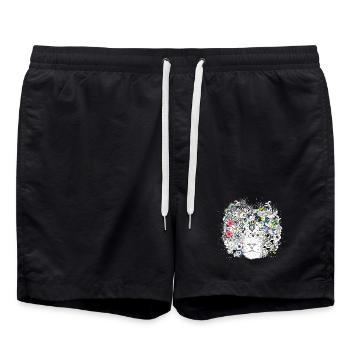 crinière de lion extraordinairement décorée de fleurs - Short de bain - noir - Devant - AI Model Male 185 light (185cm)