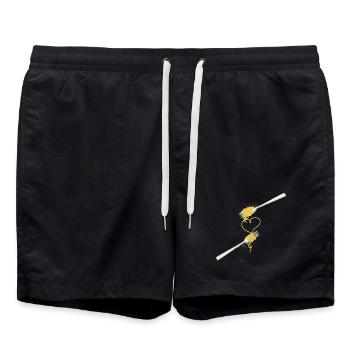 Coeur de spaghetti avec deux fourchettes pour les amoureux - Short de bain - noir - Devant - AI Model Male 185 light (185cm)