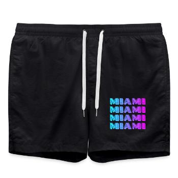 Motif de dégradé néon de Miami - Short de bain - noir - Devant - AI Model Male 185 light (185cm)