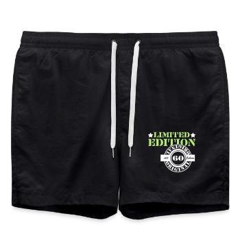 60. Geburtstag , limited Edition orginal 60 (25) - Badeshorts - Schwarz - Vorne - AI Model Male 185 light (185cm)