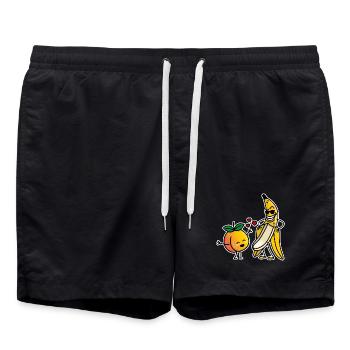 Peach banana funny couple sex valentines day - Swim Trunks - black - Front - AI Model Male 185 light (185cm)