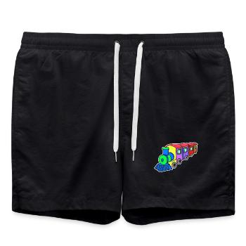 Eisenbahn Dampflok Kinder - Badeshorts - Schwarz - Vorne - AI Model Male 185 light (185cm)