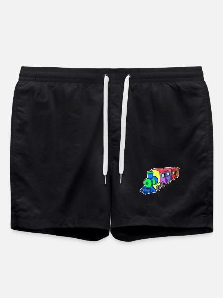 Eisenbahn Dampflok Kinder - Badeshorts - Schwarz