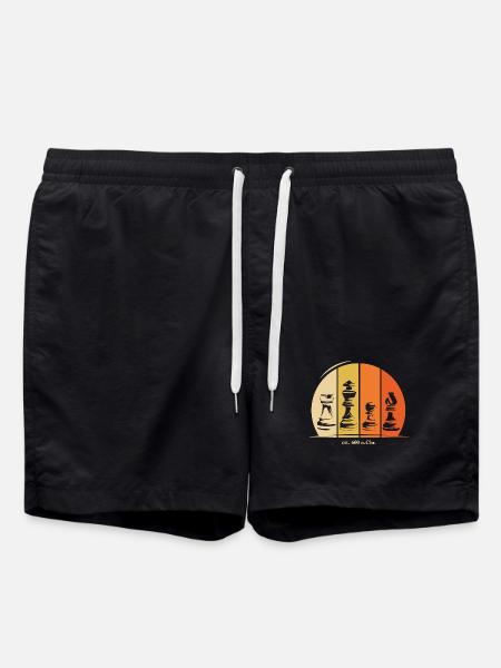 Schach Figuren Symbol Logo Geschichte retro - Badeshorts - Schwarz