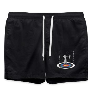 Femme avec arc sur la cible avec motivation cardiaque - Short de bain - noir - Devant - AI Model Male 185 light (185cm)