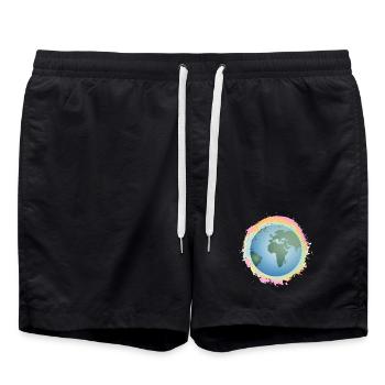 planète Terre colorée avec des continents verts - Short de bain - noir - Devant - AI Model Male 185 light (185cm)