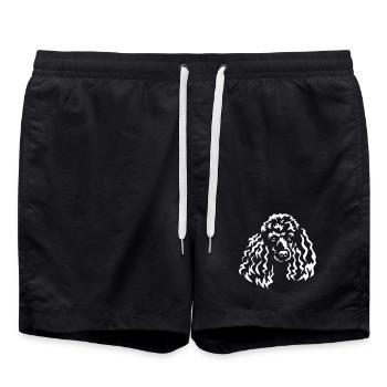 Pudel Kopf "Black Edition" - Badeshorts - Schwarz - Vorne - AI Model Male 185 light (185cm)