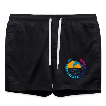 Delfine, keep the sea plastic free - Badeshorts - Schwarz - Vorne - AI Model Male 185 light (185cm)