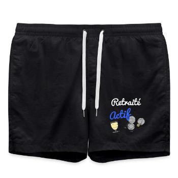 Cadeau humour retraité actif homme ou femme - Short de bain - noir - Devant - AI Model Male 185 light (185cm)